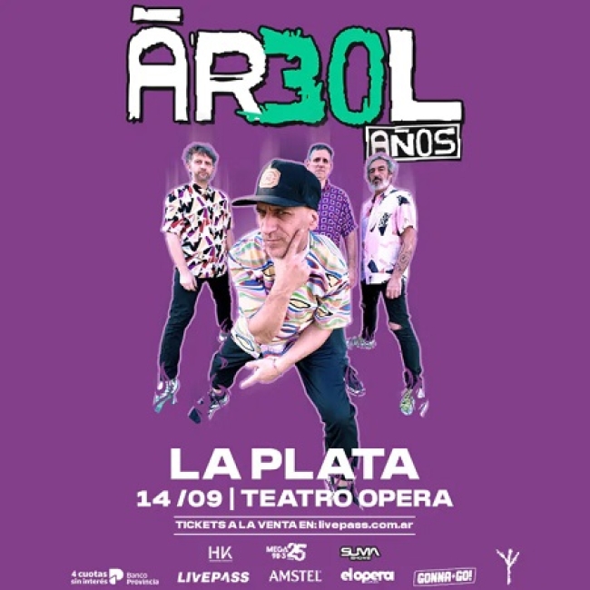 Árbol festejará sus 30 años de carrera en vivo en el teatro Opera de La Plata