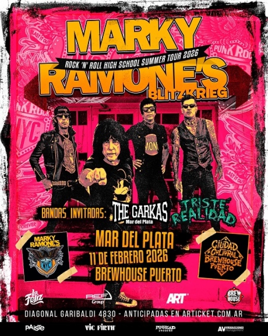 Marky Ramone brindará un show único en la ciudad de Mar del Plata