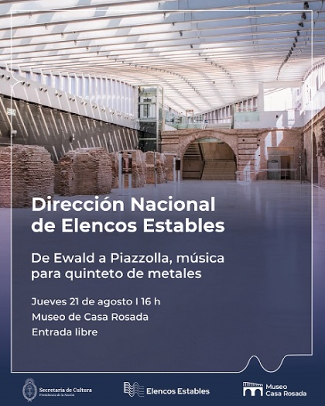 "De Ewald a Piazzolla, música para quinteto de metales" se presenta en el Museo de la Casa Rosada con entrada libre